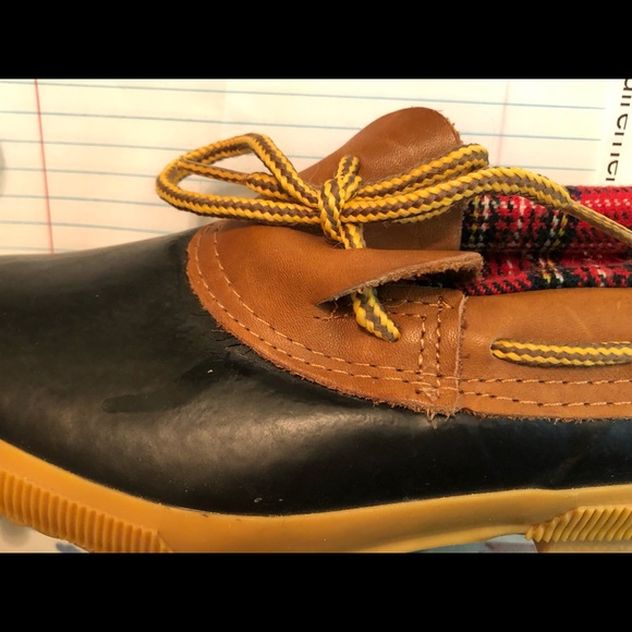 Vintage Land’s End Low Duck Boots Plaid Trim Wool Lining - Size 7 - Picture 5 of 7